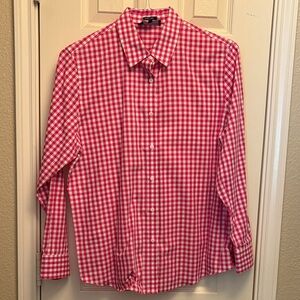 Jones of New York Women’s Large Pink Gingham Check Shirt